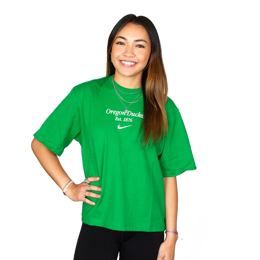 Ducks Spirit, Nike, Green, Crew Neck, Cotton, Women, Small, Established Tag, Boxy, T-Shirt, 954288